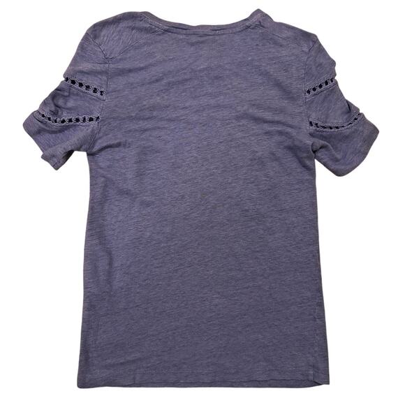 Maje Turan Lace Inserts Linen T-Shirt Light Blue Periwinkle, size 1 (Small) - Picture 5 of 5